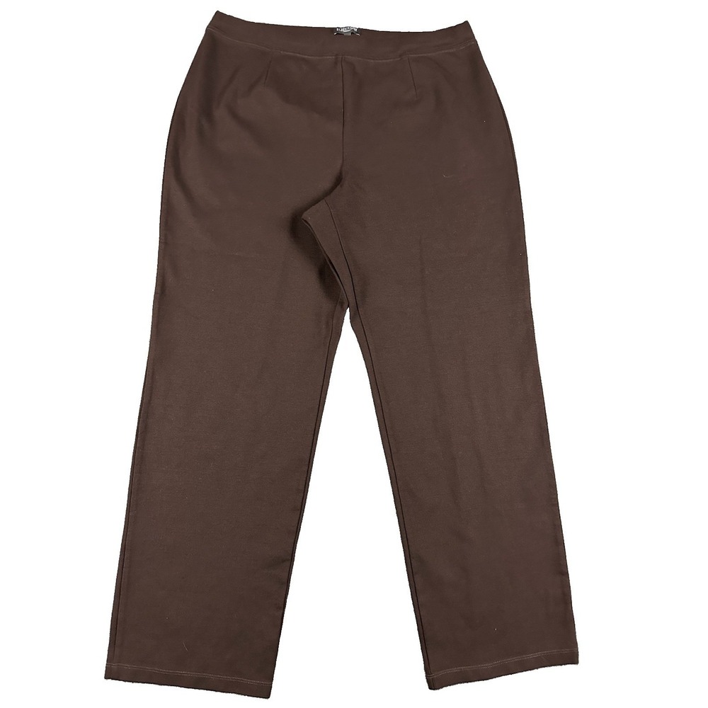 Eilleen Fisher trouser pant women 1X brown casual office pull on pointe knit